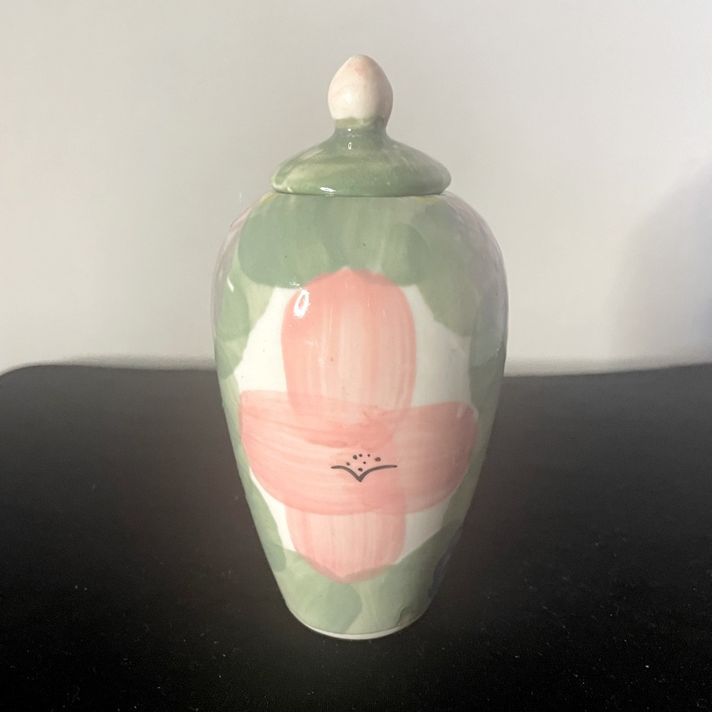 Ginger Jar w/ Lid 5.5” Pastel Green Pink Blue Yellow White
